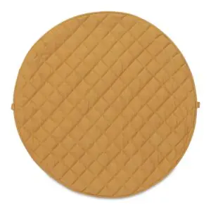Στρογγυλό βρεφικό playmat 3 σε 1 από οργανικό βαμβάκι σε μουσταρδί χρώμα Τίτλος: Βρεφικό playmat 3 σε 1 Mustard Chai Tea Λεζάντα: Βρεφικό playmat 3 σε 1 από οργανικό βαμβάκι GOTS σε μουσταρδί απόχρωση