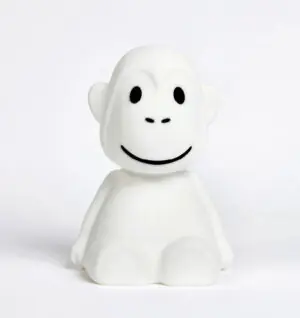 Λευκό φωτιστικό νυχτός Mr Maria Monkey First Light από μαλακή σιλικόνη Μεσαίου Μεγέθους.