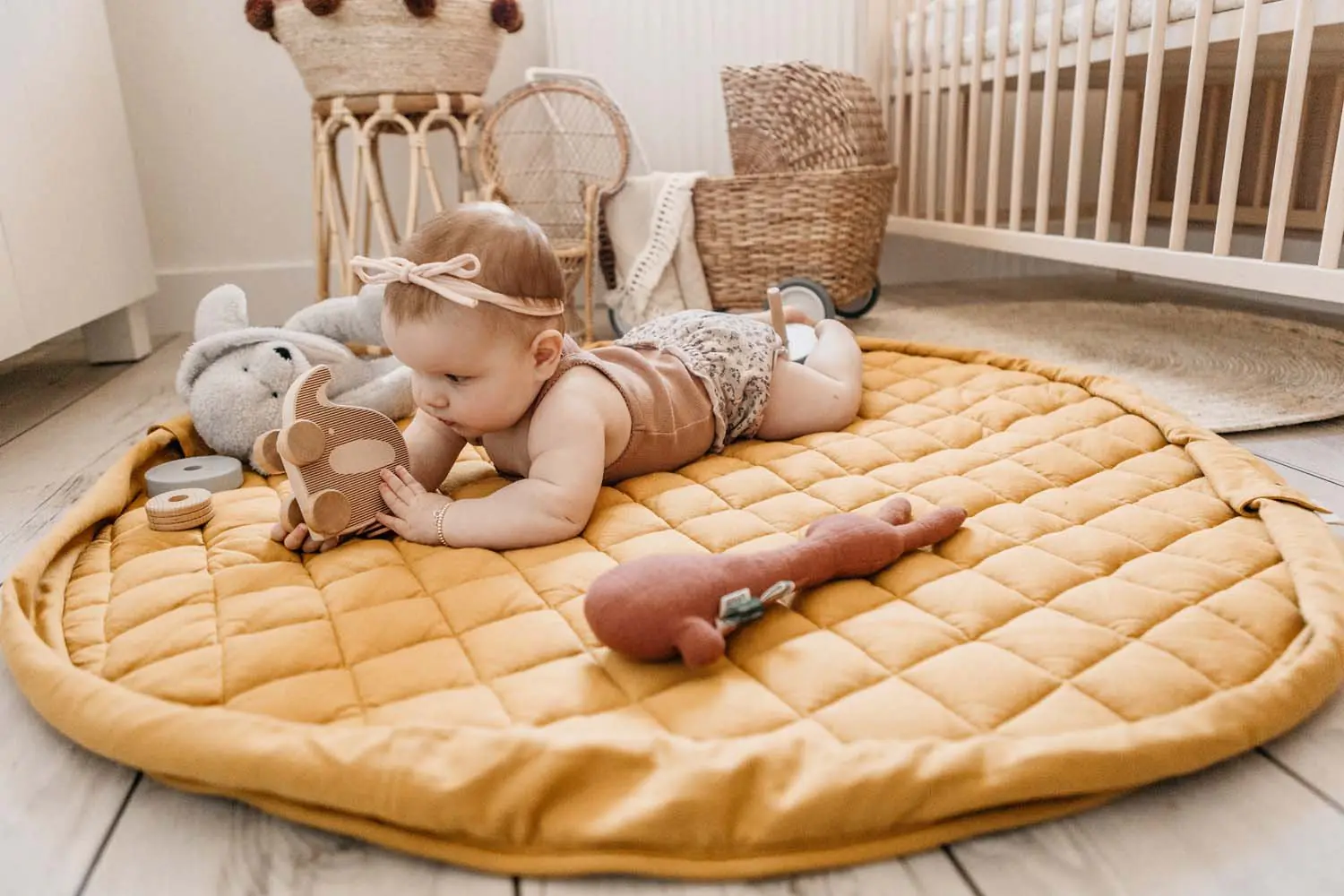 PLAY&GO. Baby play mat made of organic cotton 3-in-1. Mustard Chai Tea - Image 2
